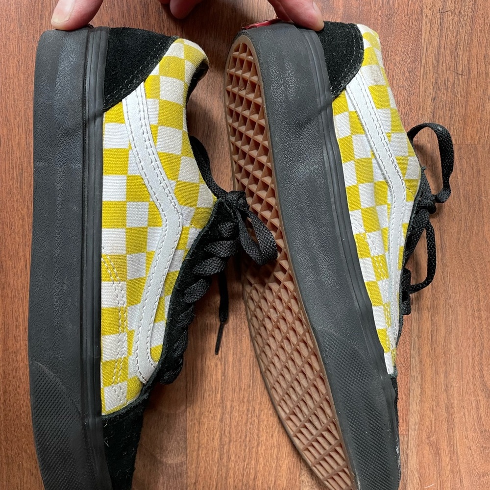 Youth Boys Girls Kids 5.5 Yellow White Checkered Check VANS Sneakers‎ Shoes - Picture 3 of 8